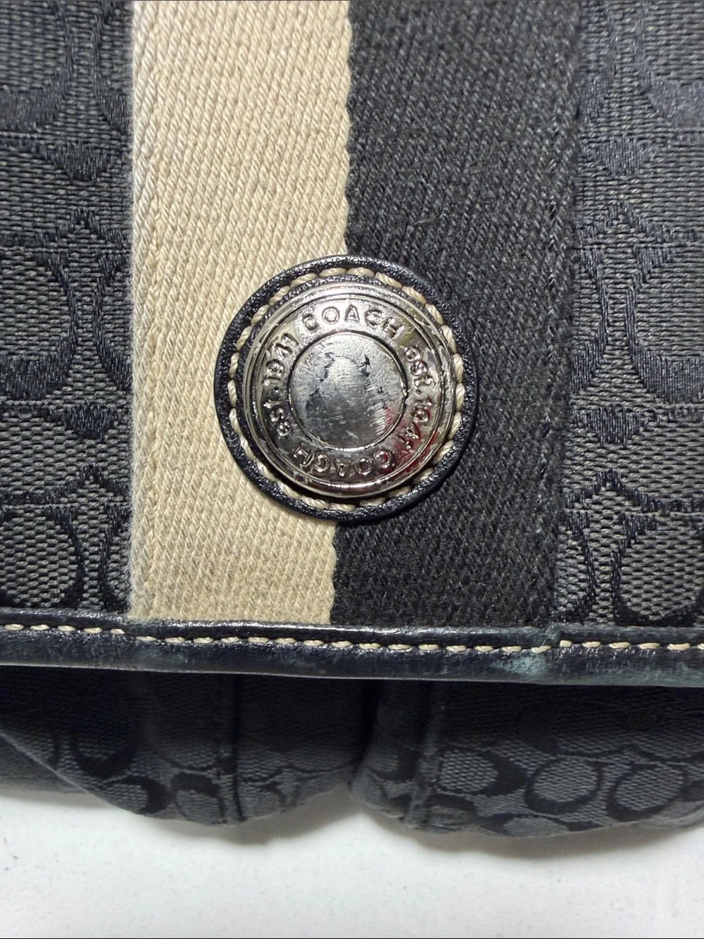 Coach Heritage Signature Voyager Canvas Messenger Bag Crossbody Black